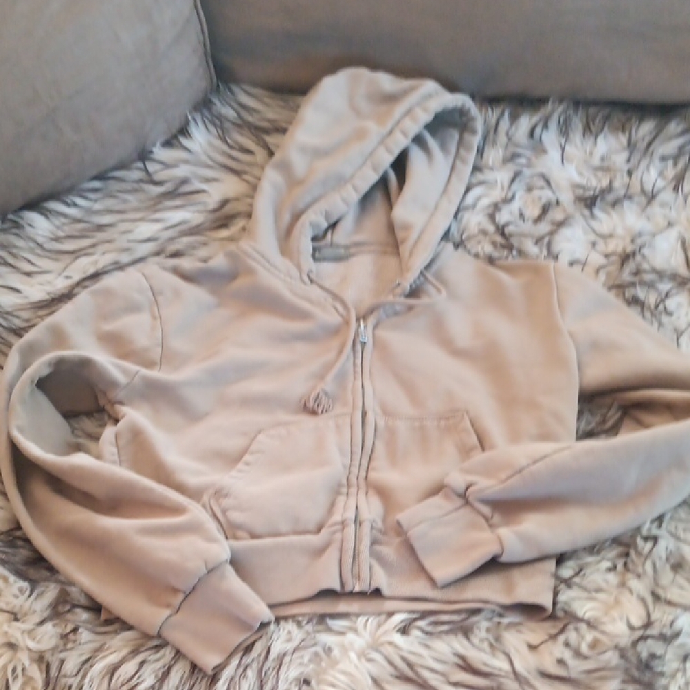 Tan Hooded Zip-Up Jacket
